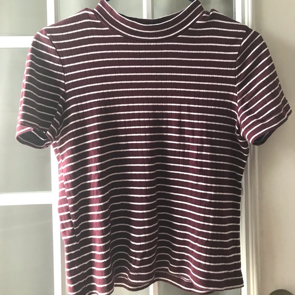 F21 Burgundy Stripped Top